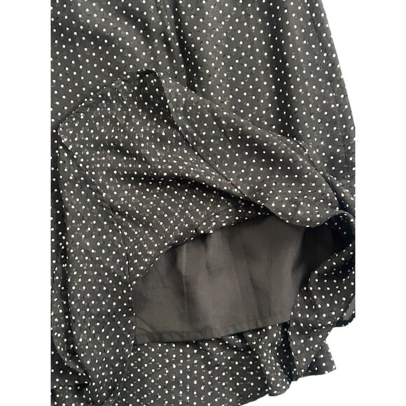 Ann Taylor Black Skirt White Polka Dot Knee Length Skirt Lined Ruffles - Size 14 - Picture 4 of 16